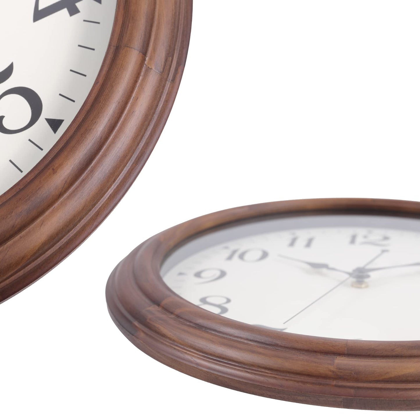 Vigorwise 14 Inch Wooden Wall Clock, Retro Wood Wall Clocks Battery Operated, Large Silent Sweep Movement Accurate Wall Clock for Living Room Bedroom