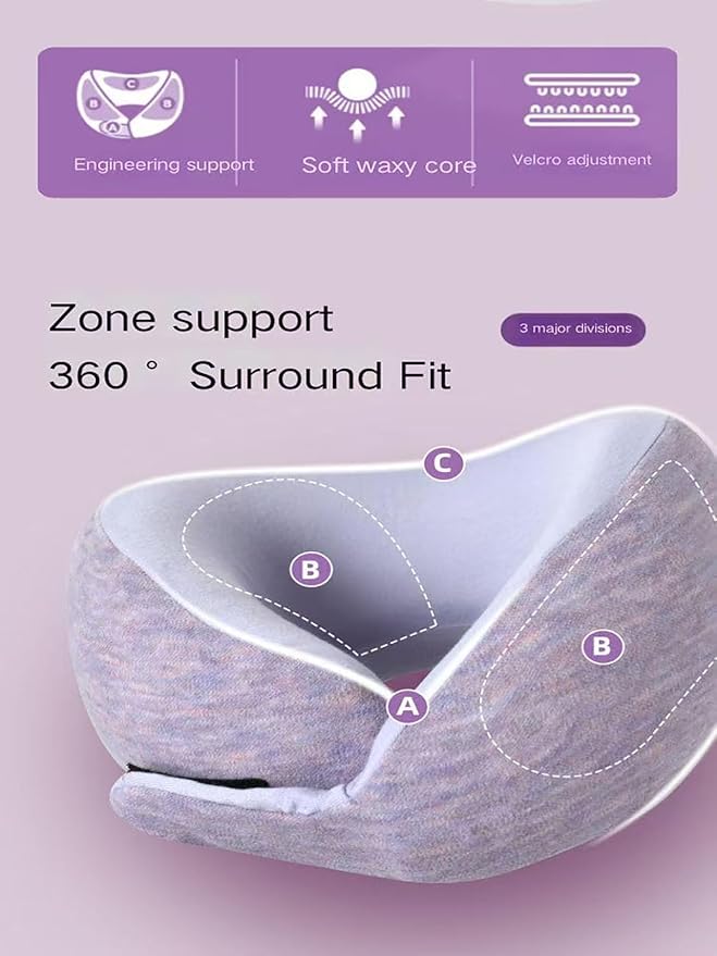 Kids Memory Foam Travel Neck Pillow, 360° Support,Travel U-Shaped Airplane Pillow, Foldable，Suitable for Commuting, Flying, Working, and Living at Home (Khaki)