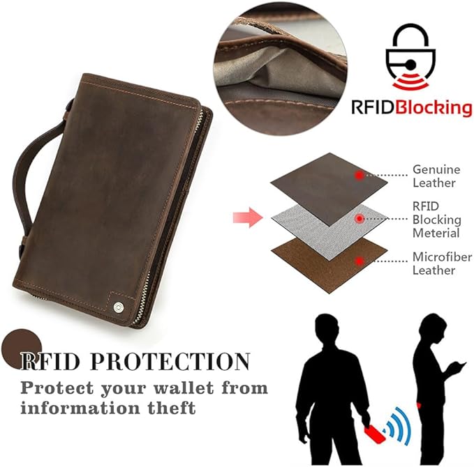 CONTACTS Full Grain Leather Travel Passport Holder for 4 Passports with Airtag Slot Family Passport Wallet RFID Blocking Passport Organizer