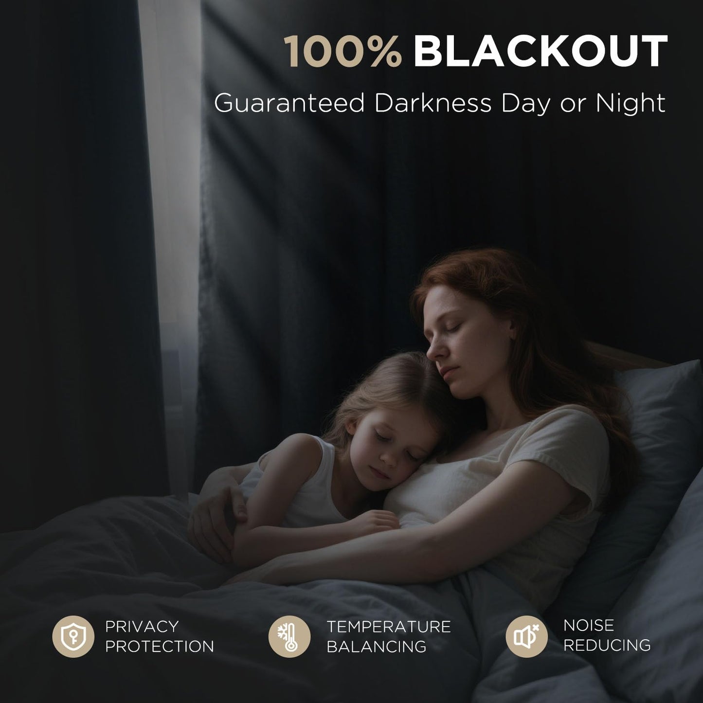 Joydeco Blackout Curtains for Bedroom - 100% Light Blocking 2 Panels Set Black Drapes 42" W x 63" L, Thermal Insulated Room Darkening Curtains, Linen Textured for Living Room, Rod Pocket & Back Tabs
