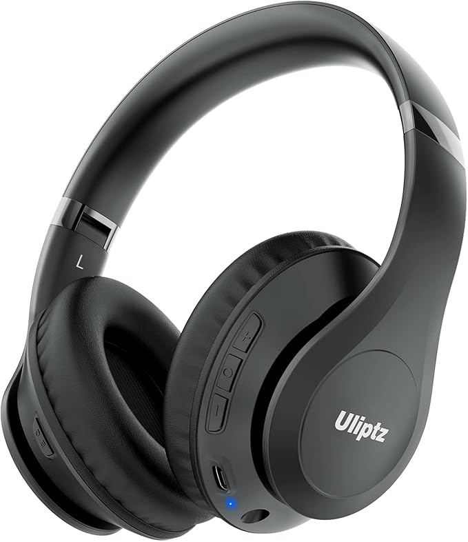 Uliptz Wireless Bluetooth Headphones, 65H Playtime, 6 EQ Sound Modes, HiFi Stereo Over Ear Headphones with Microphone, Foldable Lightweight Bluetooth 5.3 Headphone for Travel/Office/Cellphone/PC