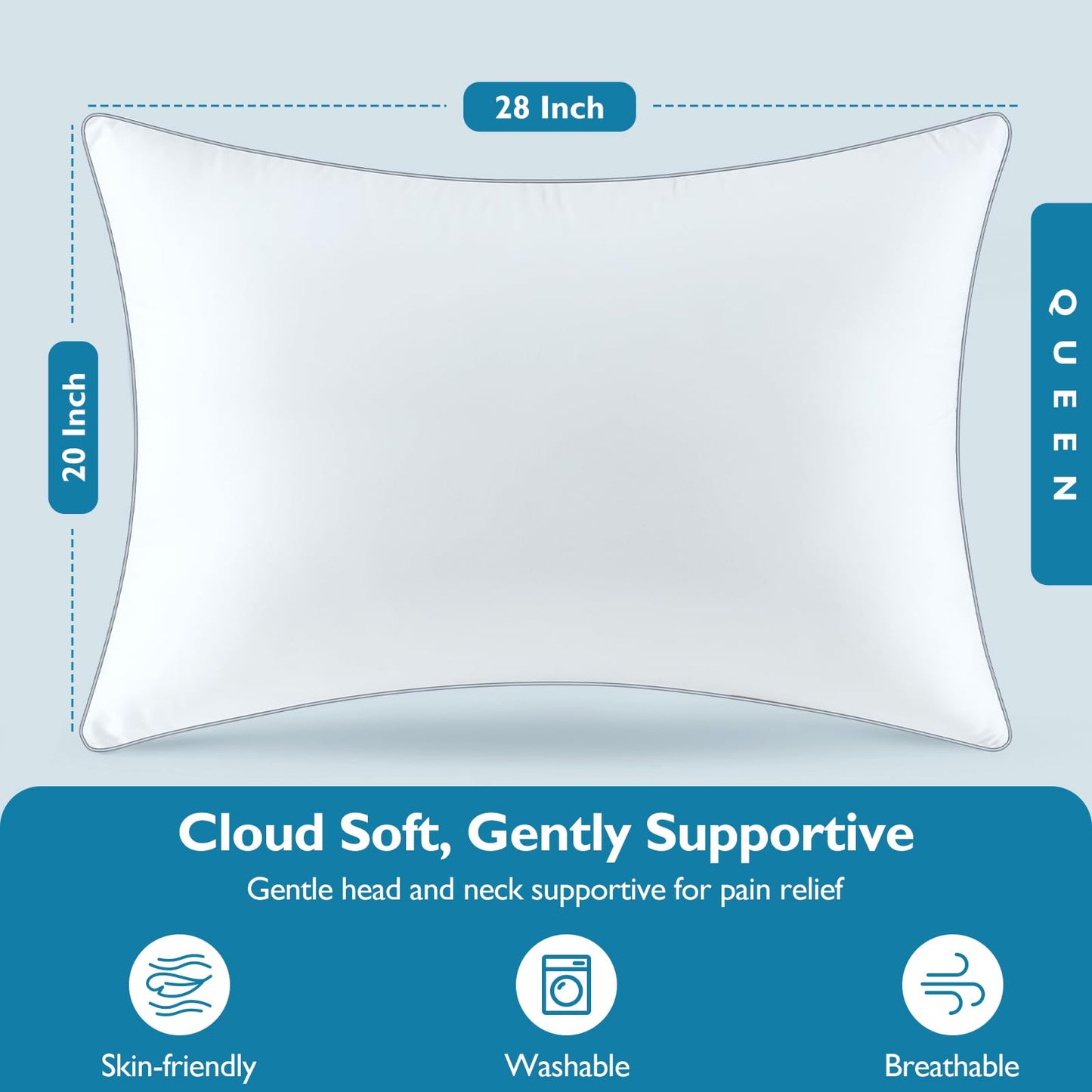 FP FLEXPEDIC Pillows Queen Size Set of 2 - Firm Adjustable Bed Pillows for Bed, Fluffy and Supportive, Hotel Quality, Adjustable Original Down Alternative Filling for Side, Back Sleepers