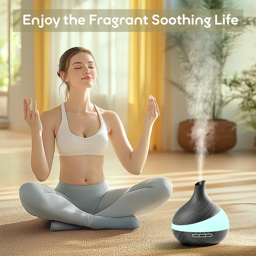 HJTHJT Essential Oil Diffuser: 500ML Aromatherapy Diffuser with Remote Control for Hotel Spa Yoga Room - Humidifiers for Bedroom with 14 Colors LED Night Light for Kids/Women
