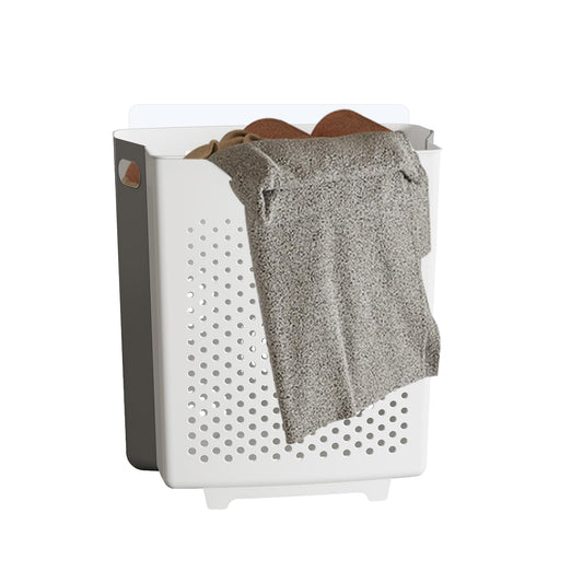 Collapsible Laundry Basket, Wall Mounted Hamper with Handle, Space-Saving Foldable Storage Dirty Washer Organizer, Hanging Multi-function Container for Home, Dorms, RVs, 11 x 6.3 x 11.4 Inch