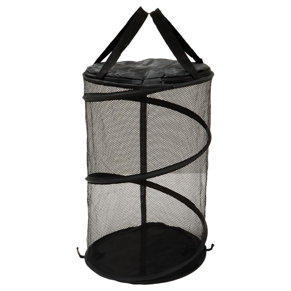 hobbyme 2PCS Large Collapsible Round Popup Laundry Hamper with Lid,Foldable Mesh Hamper with Reinforced Handles and Solid Bottom,White and Black Laundry Basket
