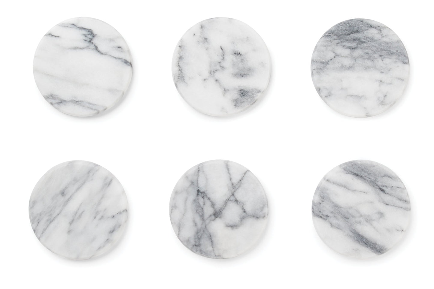 Fox Run 48749 Natural White Polished Marble Stone Coasters, Set of 6