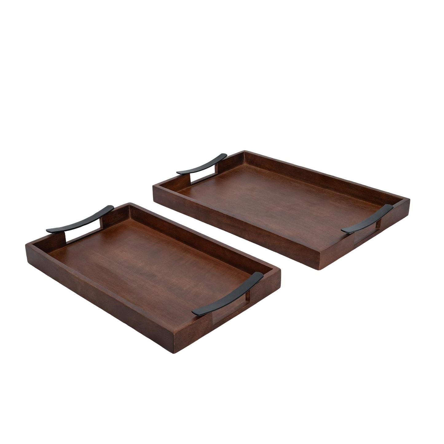 Ellementry Wooden Serving Tray Set – Decorative Tray for Coffee Table, Kitchen & Dining, Serving Platters, Breakfast & Snack Tray