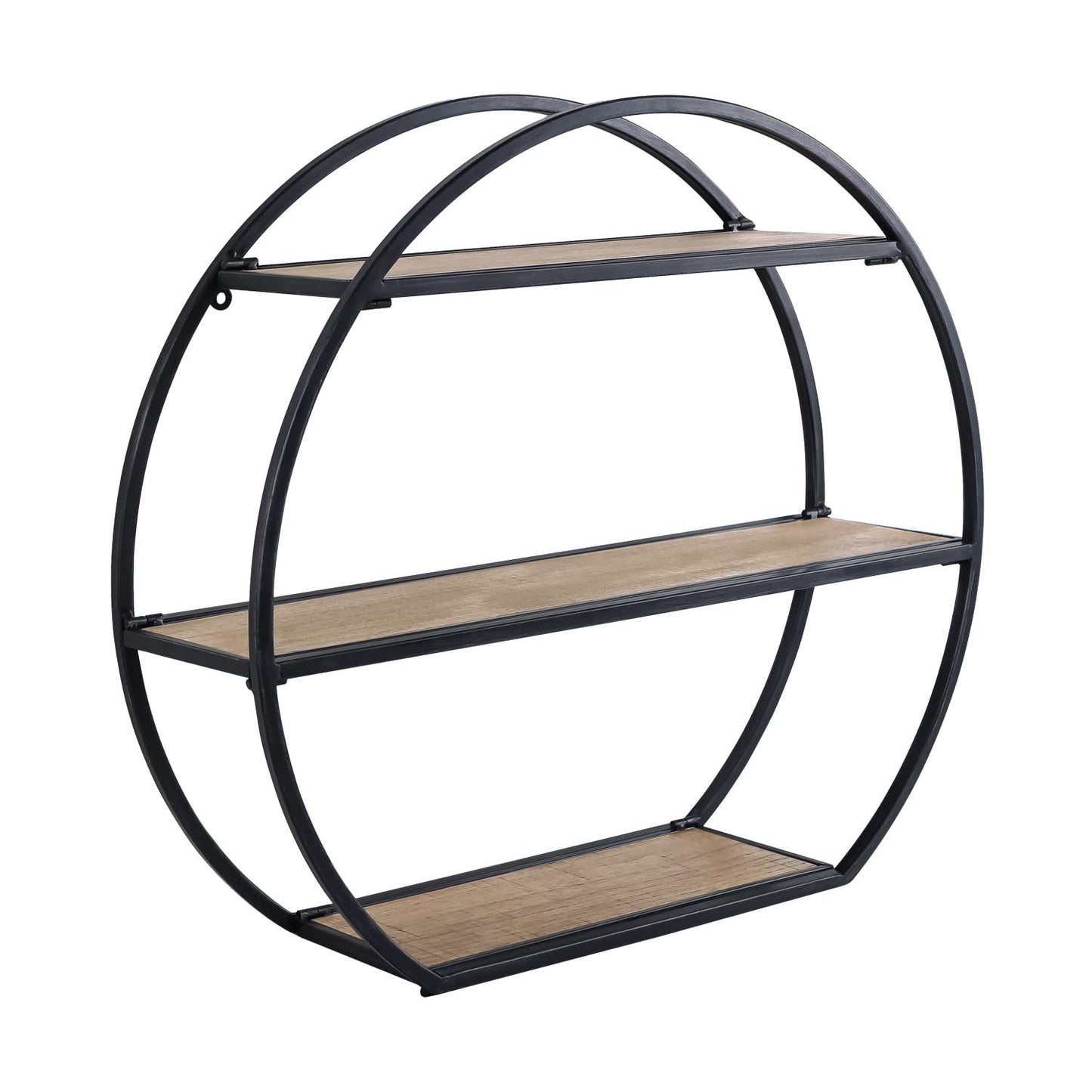 Synovana 3 Tier Industrial Style Foldable Semi-Circle Shaped Wall Shelves