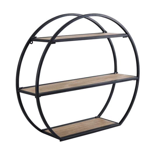 Synovana 3 Tier Industrial Style Foldable Semi-Circle Shaped Wall Shelves