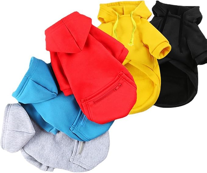Jecikelon Winter Dog Hoodie Sweatshirts with Pockets Warm Clothes for Small Dogs Chihuahua Coat Puppy Custume Clothing (X-Small, Y02-Blue)