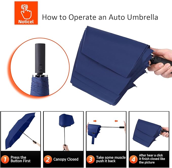 BAODINI Windproof Umbrella for Rain Folds Easily Automatic Open Close 46 inch Compact Travel Portable Umbrella for Men and Women