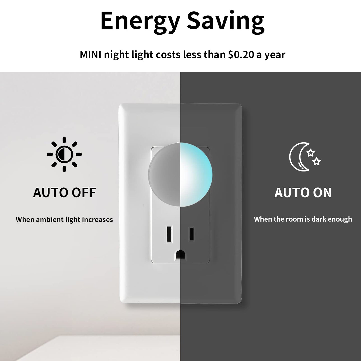 junlit Mini Plug in Night Light, Dusk to Dawn Sensor, 4-Color, LED Toilet Night Lights, Dimmable Color Changing, for Kids Breastfeeding, Sleep Aid, Bedroom, Nursery, Hallway, 6Pack