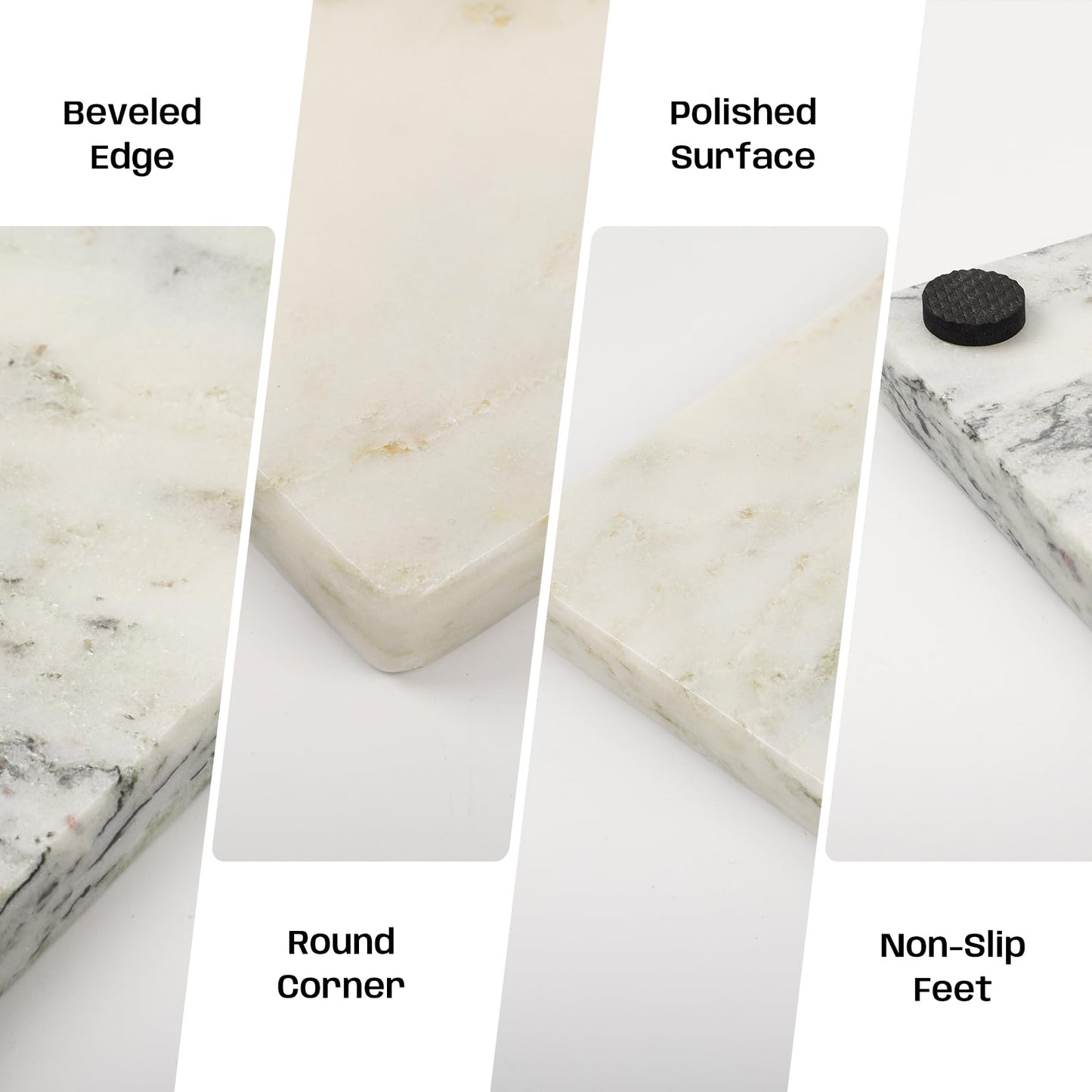 Adolif White Marble Cutting Board, 16x20 Inch Marble Pastry Board With Non-Slip Feet For Cheese, Charcuterie, Dough, Chocolate, Dessert, Pack Of 1 Piece