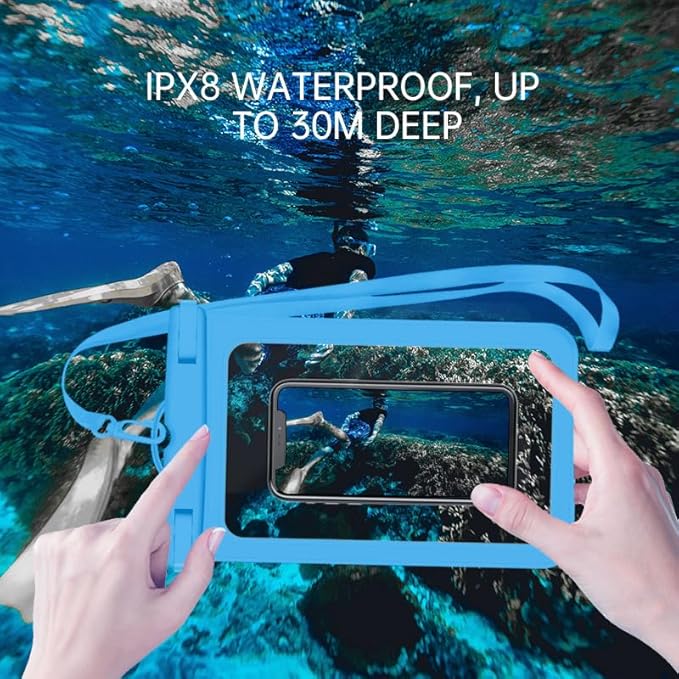 [Up to 8.9" 2 Pack Waterproof Phone Pouch Case,Waterproof Phone Bag for iPhone 17 16 15 14 13 Pro Max Plus Galaxy S25 S24 Ultar Plus+,IPX8 Cellphone Dry Bag Beach Travel Essentials-Blue