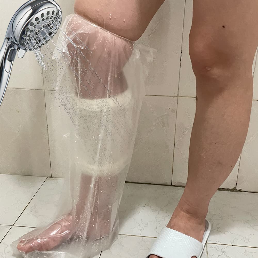 UMTEC 2pcs Leg Cover for Shower - Adults Leg Wound Protector for Bathing, Reusable Waterproof Cast Guard Sheet for Broken Bones, Burns, Wounds, Fits Upper Knee 17" to 23"