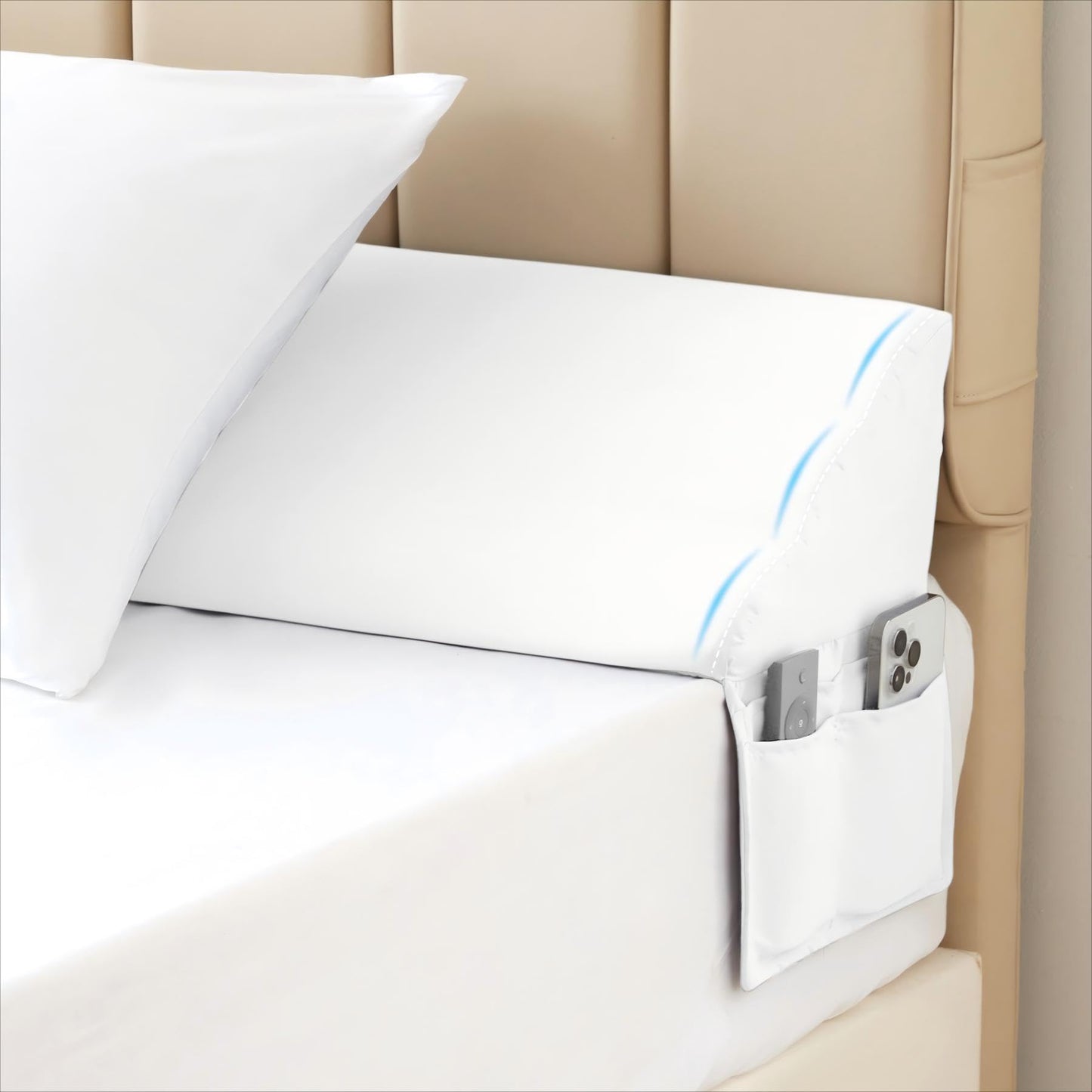 MEGCXIT King Bed Wedge Pillow for Headboard, Bed Gap Filler, Triangle Pillow Wedge for Headboard Gap, Bolster Pillows for Beds, Anti-Slip Mattress Wedge Gap Filler, 76"×10"×6", White
