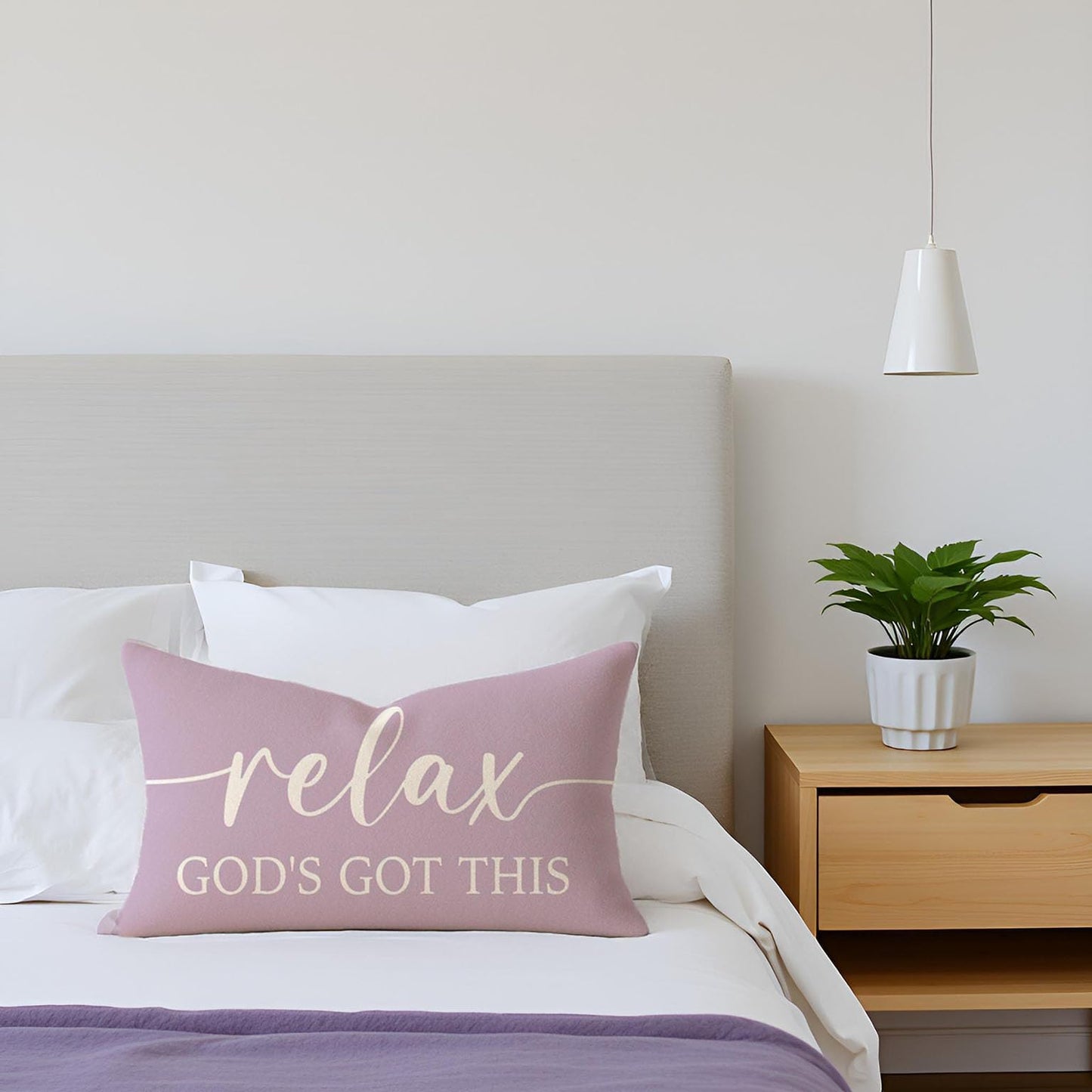 HERHOME Dusty Lavender Purple Pillow Covers 12x20 Inch Set of 2 – Christian Gifts for Women – Give It to God and Go to Sleep/Relax God’s Got This – Decorative Lumbar Case for Girls’ Room