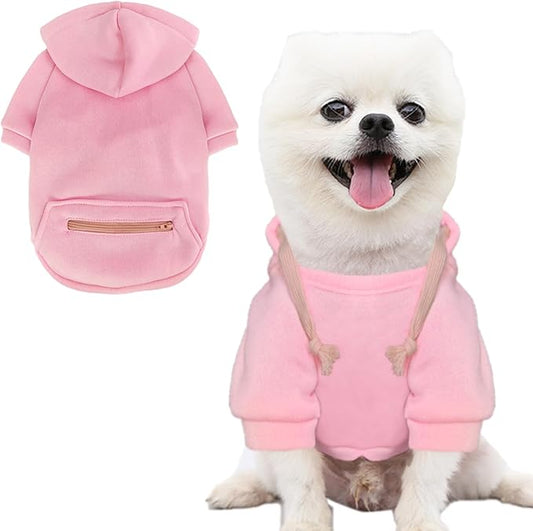 Jecikelon Pet Dog Cold Weather Coat with Pocket Winter Dog Hoodie Warm Puppy Clothes for Small Dogs Chihuahua Clothing (Pink2, Large)