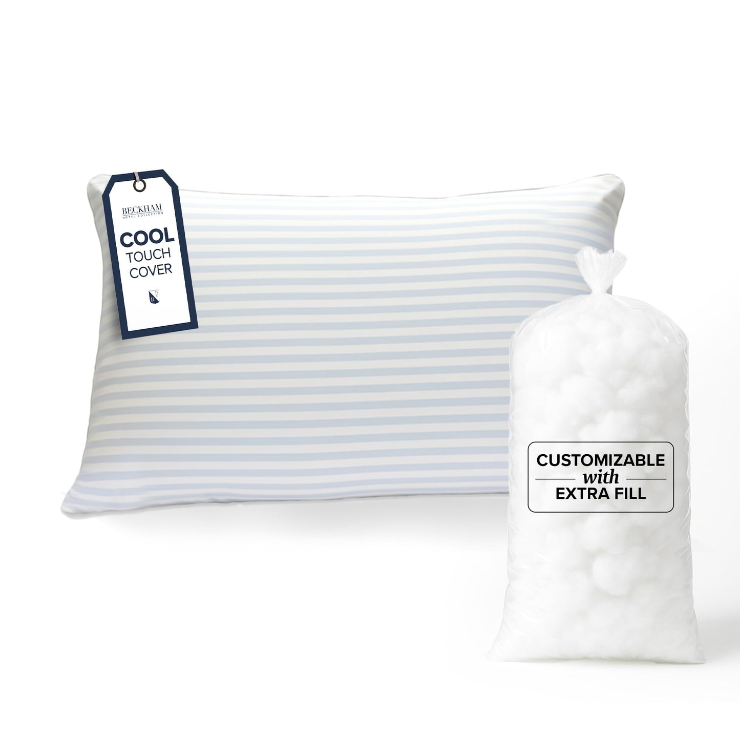 Beckham Hotel Collection Summer Sanctuary Queen Pillow - Cooling Qmax Adjustable Down Alternative Pillow w/Extra Fill, Ideal for Side Back Stomach Sleepers