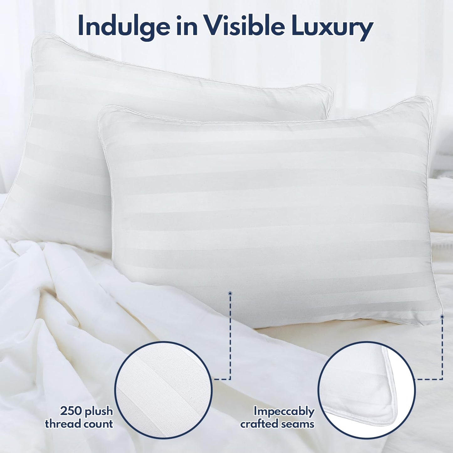 DIORIS Queen Pillows Set of 2 - Bed Pillows for Sleeping, Cooling Down Alternative Pillow, Medium Soft for Side Back Stomach Sleepers, Hotel Quality, Machine Washable