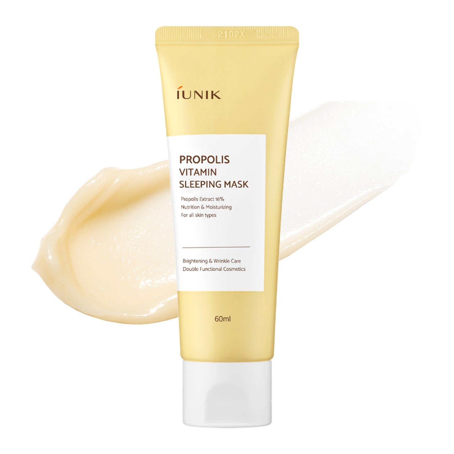 IUNIK Propolis Vitamin Sleeping Mask – Propolis, Vitamin C & Centella Overnight Moisturizing Sleeping Mask for Radiant, Firm-Looking Skin, Korean Skincare, 60ml / 2.02 fl oz