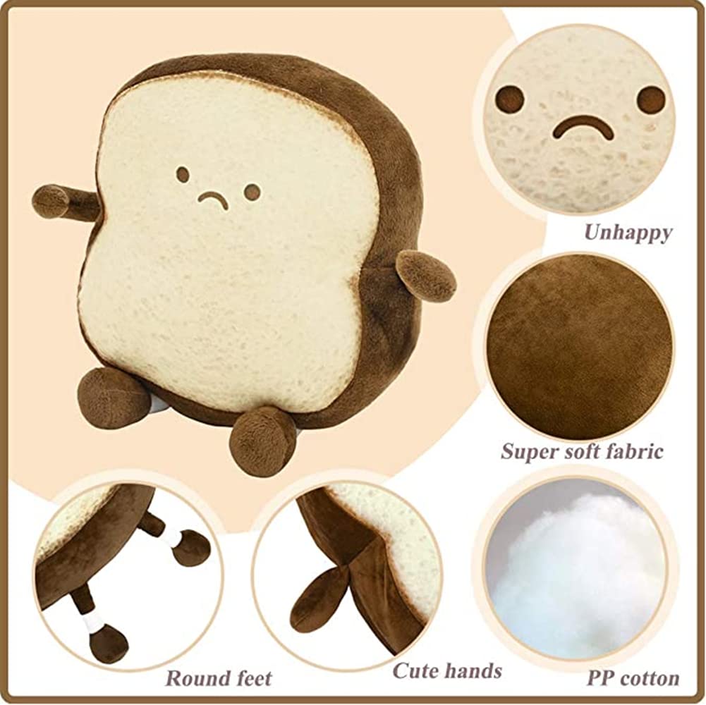 NatureMan Toast Bread Pillow,Funny Bread Shape Plush Toy Pillow, Small Cute Stuffed Plush Toast Sofa Pillow,Children's Adult Home Bedroom Decoration (Brown)