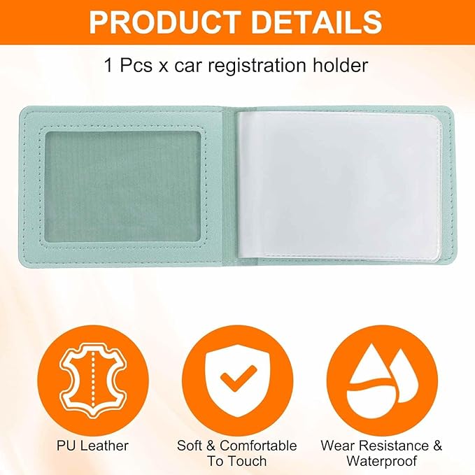 HARFINGTON Car Registration and Insurance Holder PU Leather Vehicle Glove Box Organizer Storage Accessories Car ID Holder with 4 Pockets for License ID Card Bank Card Documents, Blue