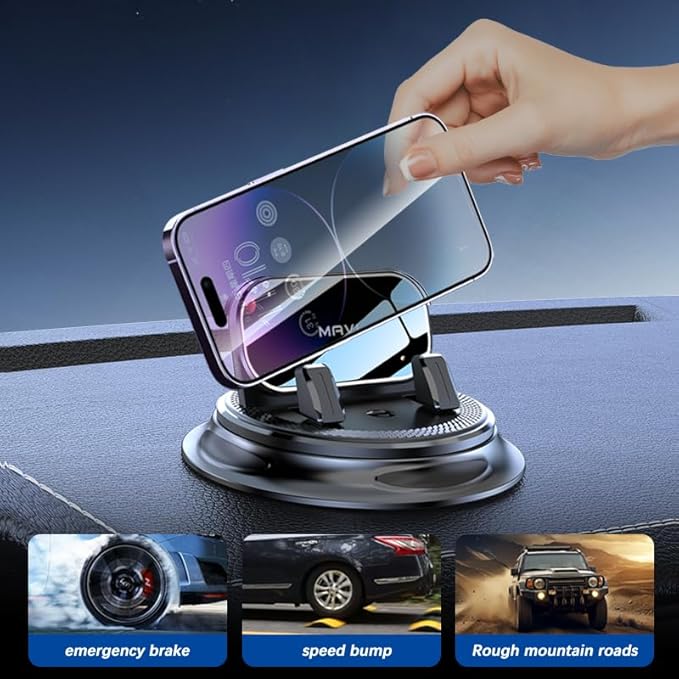 Holidaydeer 360° Rotatable,Car Phone Holder Mount,Silicone Phone Mount for Car Dashboard, Hands Free Cell Phone Holder Car Compatible with iPhone 16 15 14 13 12 Pro Max All Smartphones