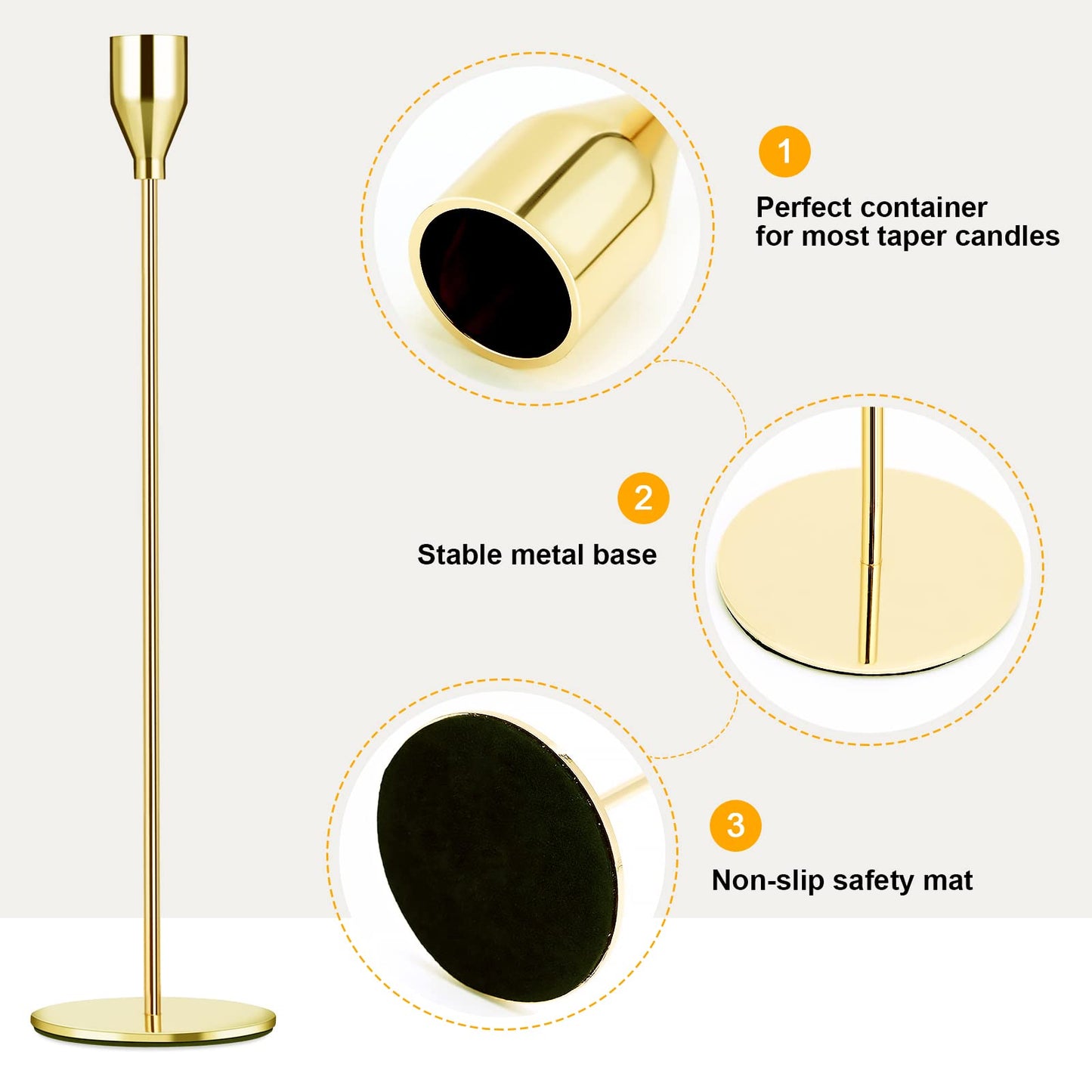 Gold Candlestick Holder Set of 24 for Taper Candles, Decorative Candle Holders Bulk Candle Stick Holders Taper Candle Holders for Table Centerpiece Wedding Dinning Party Anniversary Home Decor