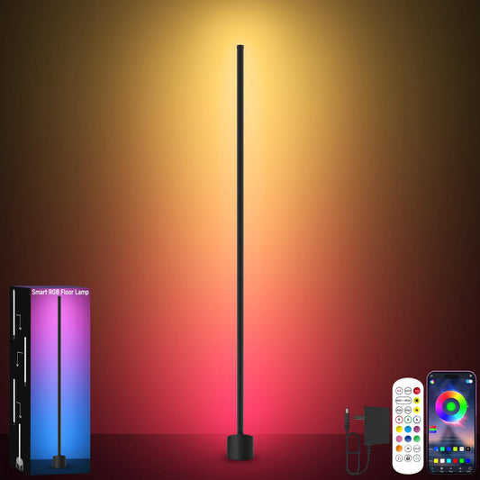 Tyute Corner Floor Lamp, RGBICW LED Corner Lamp with 16 Million DIY Colors, Music Sync, 68+ Scenes, Smart App & Remote Control, Ambience Lighting for Bedroom Living Room Gaming Room