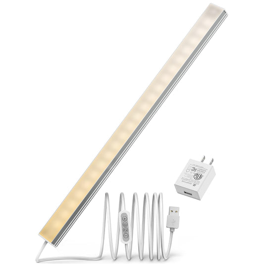 ASOKO LED Under Cabinet Lighting,3 Color Changing(2700K, 4000K,6000K), 14.5in USB Plug-in Under Desk Light, Dimmable LED Grow Light for Home Kitchen,Cabinet,Pantry