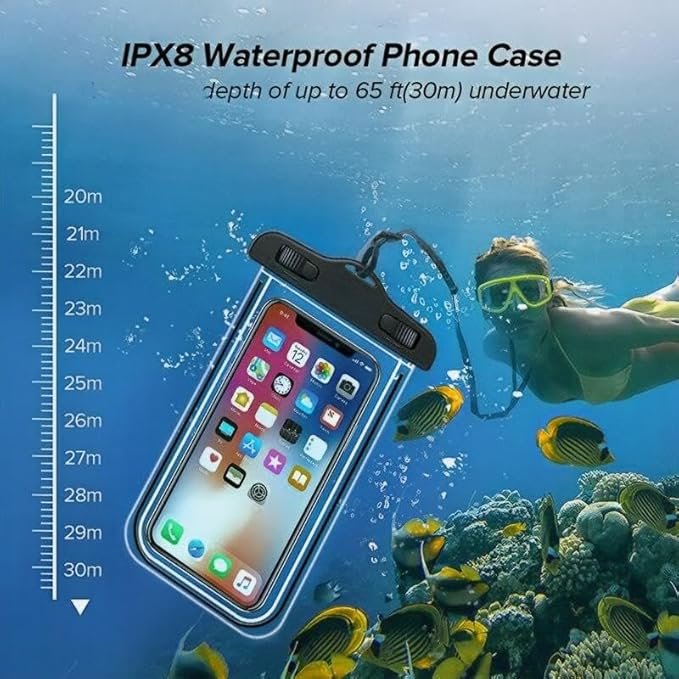 Sriyso Floating Universal Waterproof Phone case 2 Pack-Up to 7.0",Adjustable Lanyard Phone Pouch,Cellphone Dry Bags for Vacation Beach Pool Kayak Cruise Travel Essentials（Black