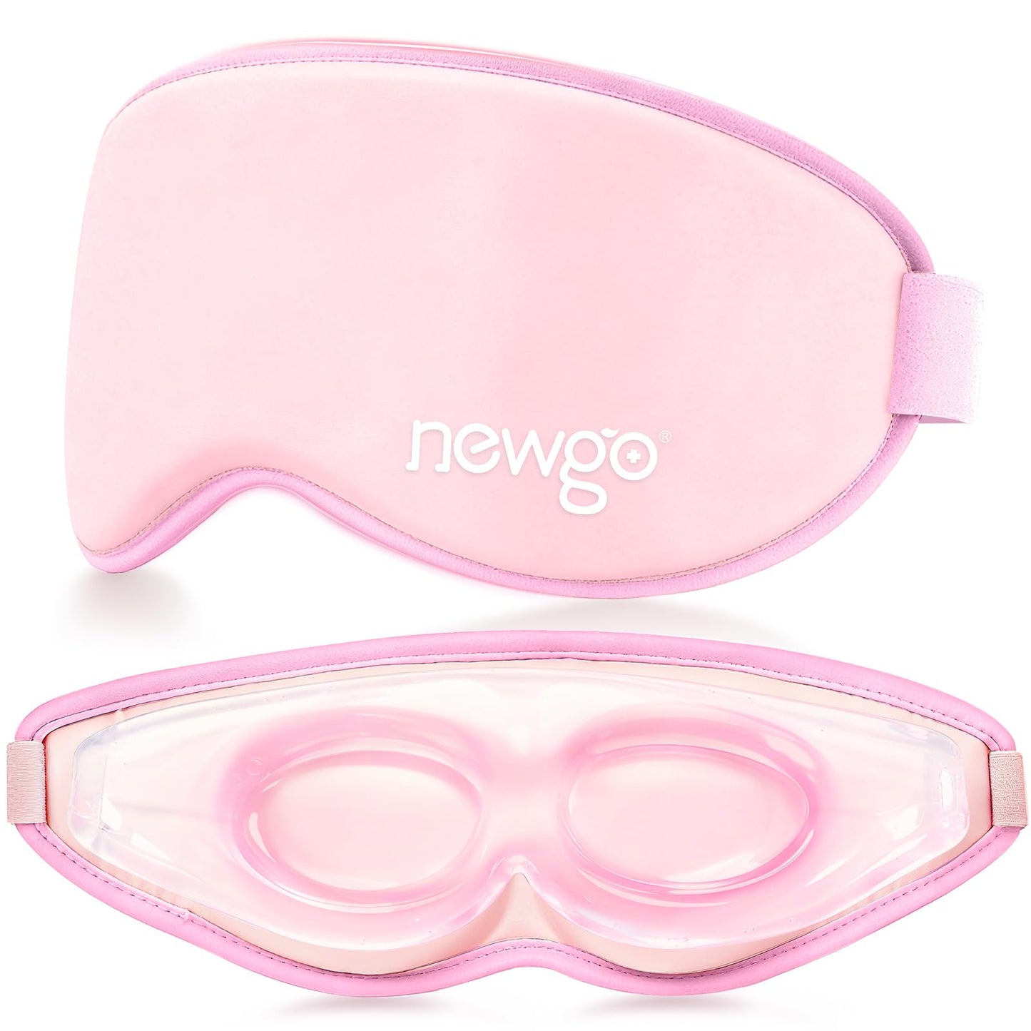 NEWGO Cooling Gel Eye Mask 3D Soft Cold Eye Mask, Eye Ice Pack with Zero Eye Pressure Hot Cold Therapy Blackout Sleep Mask for Puffiness, Dark Circles, Dry Eyes, Headaches and Stress Relief - Pink
