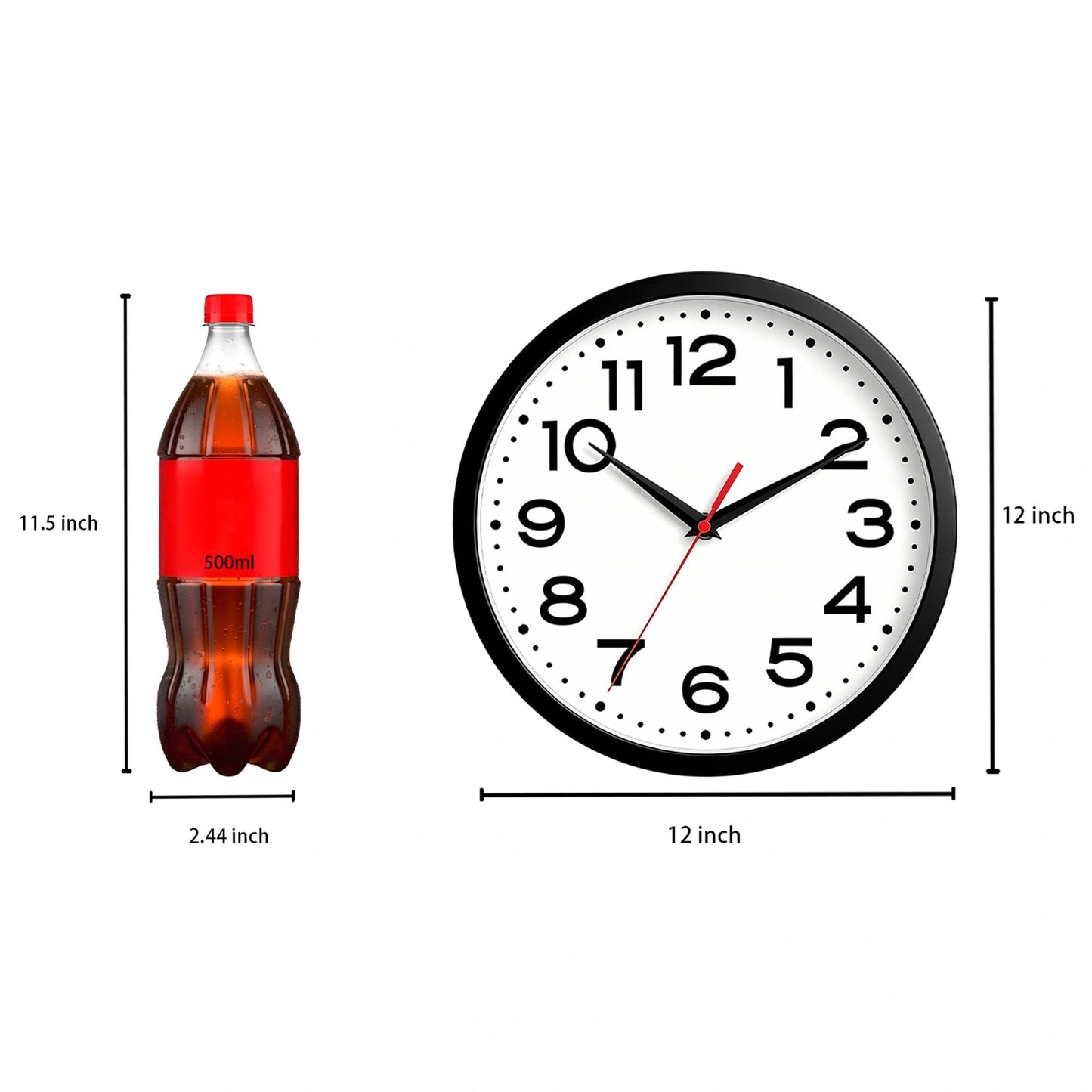 Roymnie Wall Clock Silent Non-Ticking Modern Clock Battery Operated 12 Inch Classic Analog Decorative for Classroom, Living Room, Office, Bedroom, School, Hotel (Black)