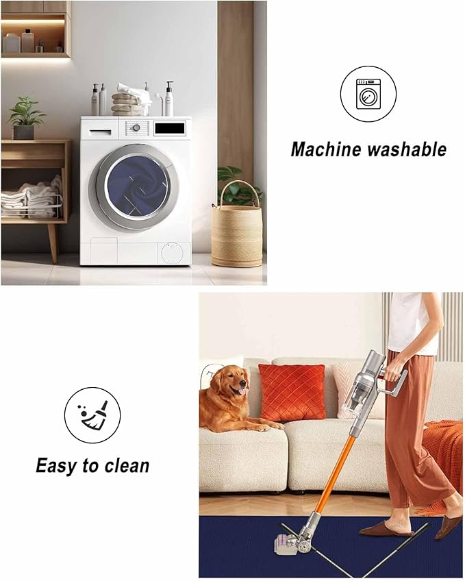 Navy Blue Hallway Runner Rug 2X6 Ft Kitchen Carpet, Washable Woven Sports Golf Ball Throw Carpet with Tassel, Non-Shedding Modern Minimalist Art Bedroom Laundry Rugs