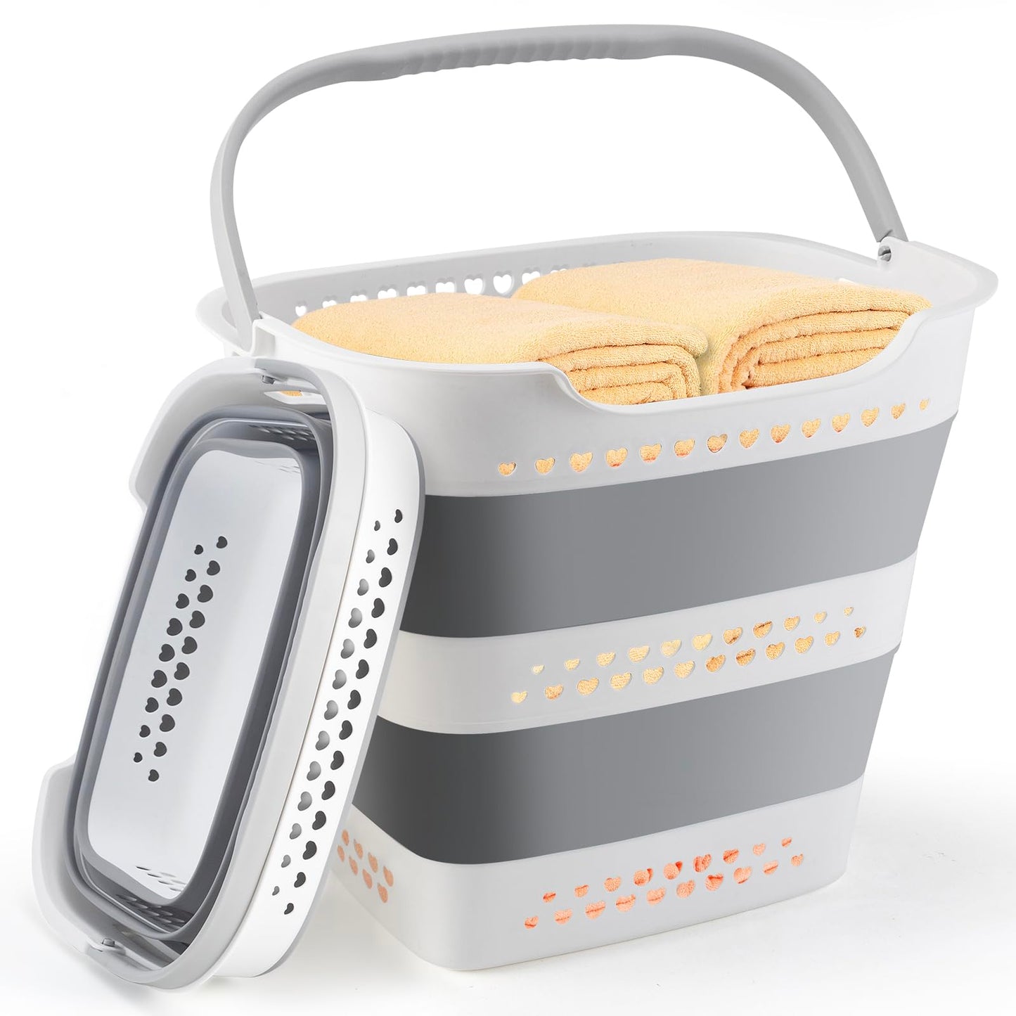 ALYSTER Collapsible Laundry Basket 42L Foldable Pop-Up Laundry Hamper Saving Dirty Clothes Hamper Container for Home, Dorm