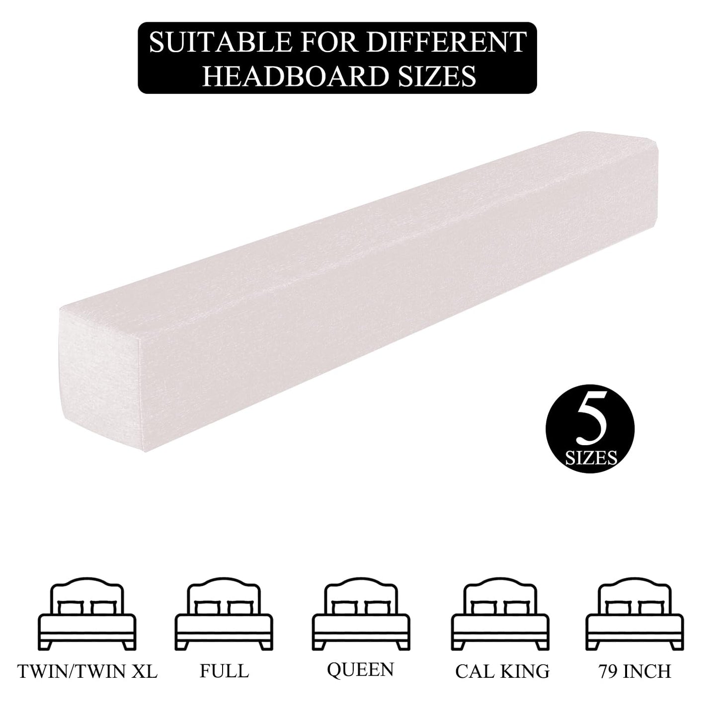 Barpoullar 54x8x4 Inch Headboard Gap Filler with Foam Space Filler Between Bed and Wall Bolster Pillow Bed Gap Filler Full Size, Beige