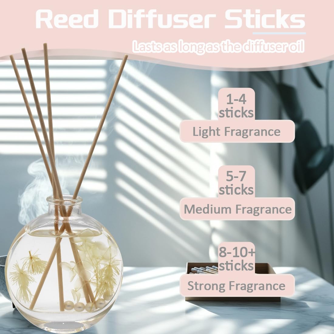 Posinda 100PCS Reed Diffuser Sticks, 12 Inch Rattan Fiber Sticks Essential Oil Aroma Diffuser Sticks,Long-Lasting Diffuser Replacement Sticks (Primary Color)