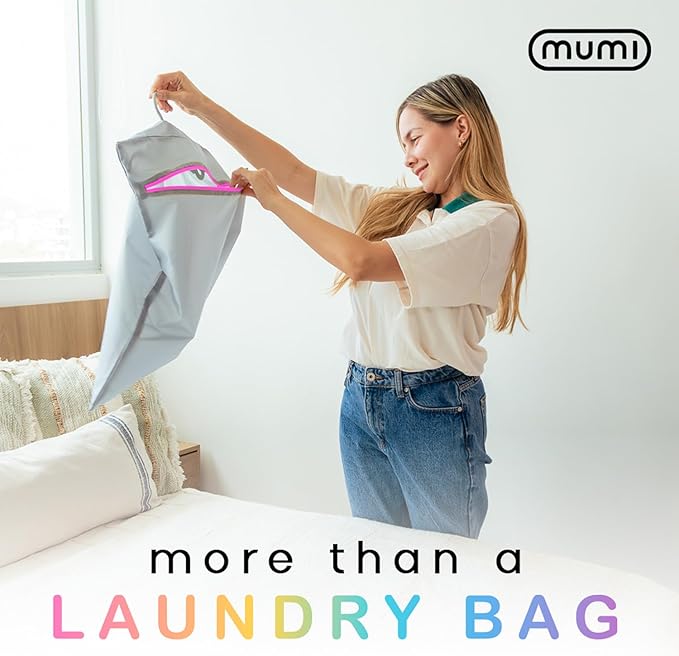 Mesh Laundry Bags for Delicates – MUMI Travel Laundry Bag with Hanger & Pouch | Large Lingerie Wash Bag for Washing Machine, Baby Clothes, Gym & Travel | Odor-Resistant Laundry Mesh Bag (Grey)
