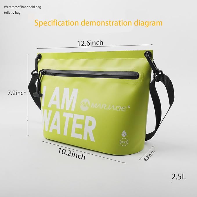 IPX7 Waterproof Dry Bag 2.5L Floating PVC Dry Sack with Waterproof Zipper Shoulder Strap for Kayaking Swimming Beach Travel Boating Camping Hiking Canoeing Paddleboarding Water Sports (green)