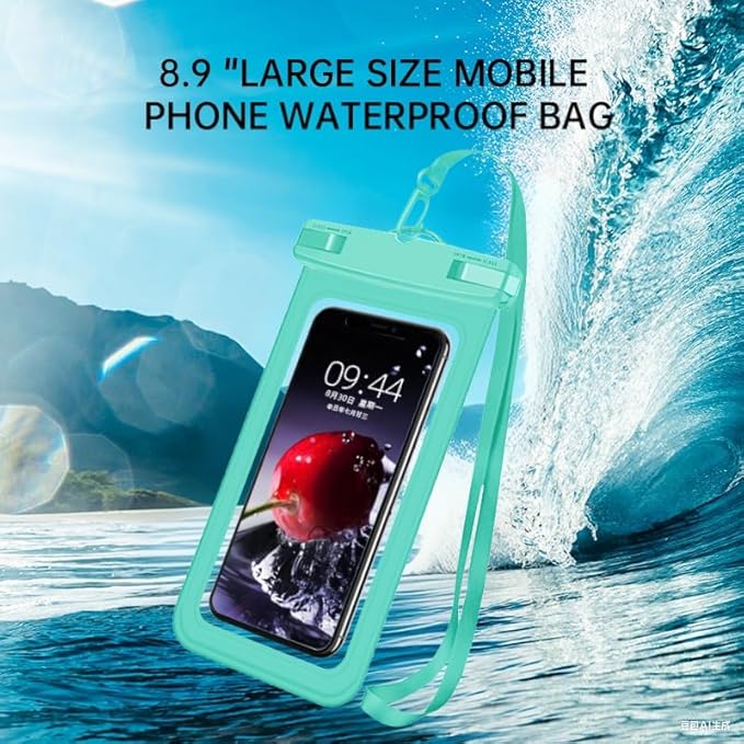 [Up to 8.9" 2 Pack Waterproof Phone Pouch Case,Waterproof Phone Bag for iPhone 17 16 15 14 13 Pro Max Plus Galaxy S25 S24 Ultar Plus+,IPX8 Cellphone Dry Bag Beach Travel Essentials-Green