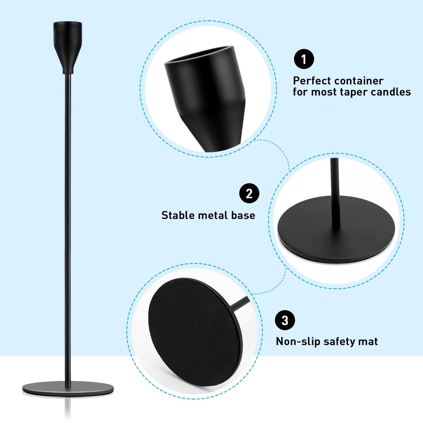 Black Candlestick Holder Set of 24 for Taper Candles, Decorative Candle Holders Bulk Candle Stick Holders Taper Candle Holders for Table Centerpiece Wedding Dinning Party Anniversary Home Decor