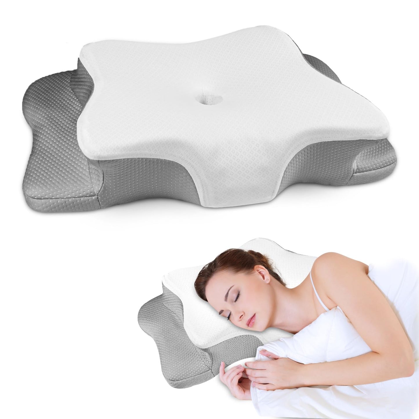 Pain Relief Cervical Pillow for Neck Support,Adjustable Ergonomic Pillow Cozy Sleeping,Odorless Orthopedic Memory Foam Pillows,Contour Bed Pillow for Side Back Stomach Sleeper