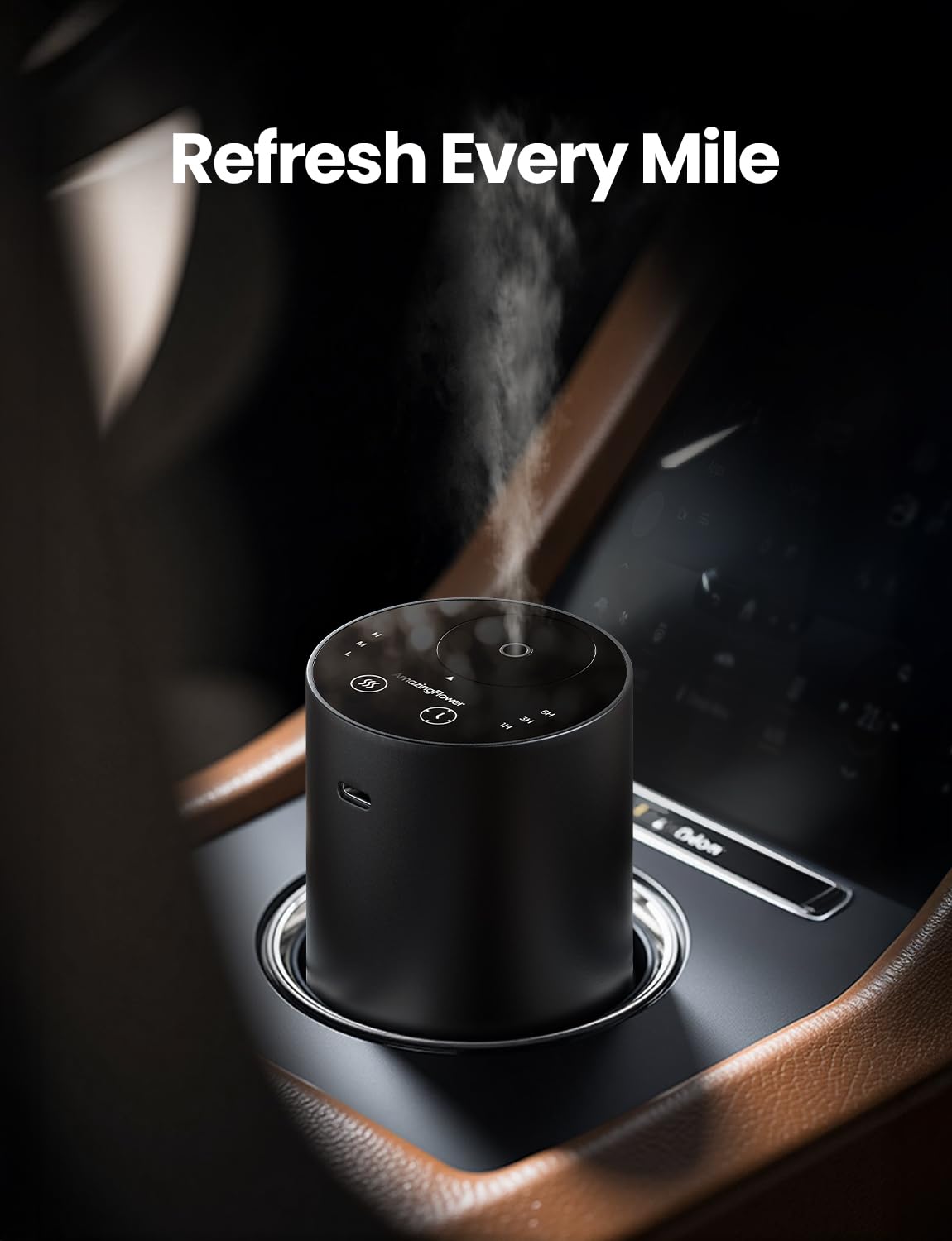 Waterless Essential Oil Diffuser, Rechargeable Scent Diffusers with 3 Mist Levels & Timers, Portable Aromatherapy Diffuser for Home Car Room Studio Office, Black Metal