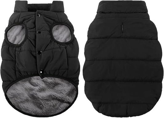 ASENKU Windproof Dog Winter Coat Waterproof Fleece Jacket Cold Weather Pet Apparel for Small Medium Large Dogs (Black, XS)