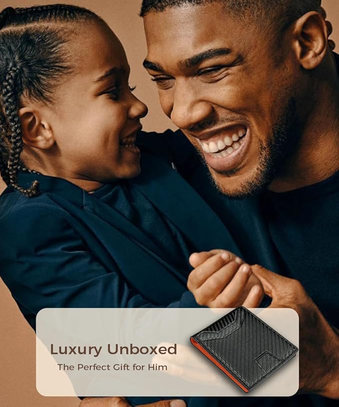 7worldlet Slim RFID Blocking Wallets for Men Synthra™ Ultra Leather Bifold Minimalist Wallet 11 Cord Holder Thin Mens Wallet with Gift Box (Oranger)