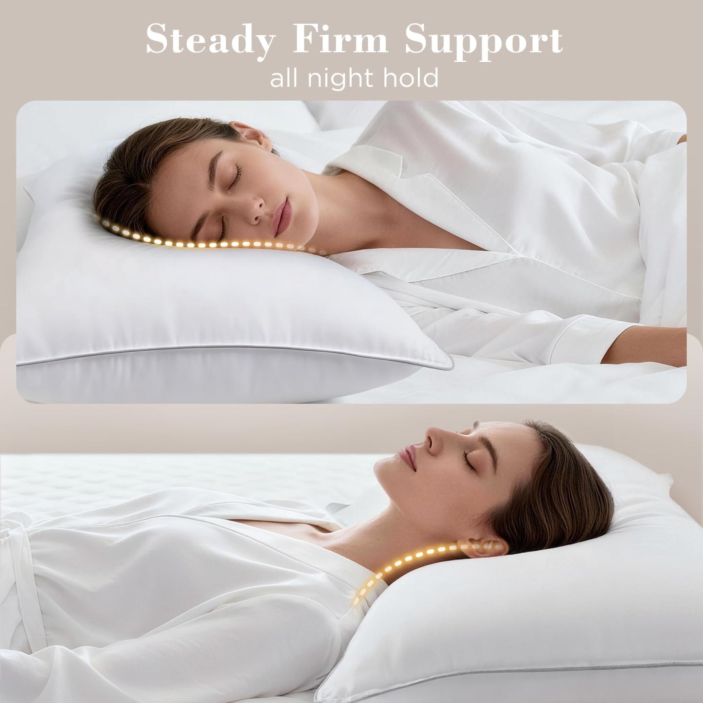 viewstar Bed Pillows Queen/Standard Size Set of 2, Hotel Collection, Down Alternative Pillow for Back, Stomach or Side Sleepers, White-Firm