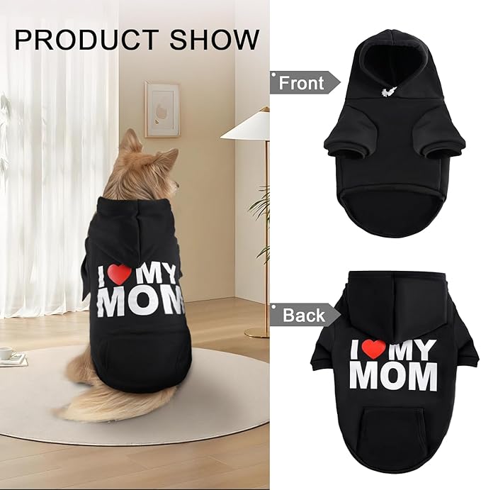 BAOBICUTE Dog Basic Hoodie Soft Dog Clothes Cold Weather Sweaters for Medium Large Dogs Cozy Fabric Warm Sweatshirt with Leash Hole (Security, X-Small)