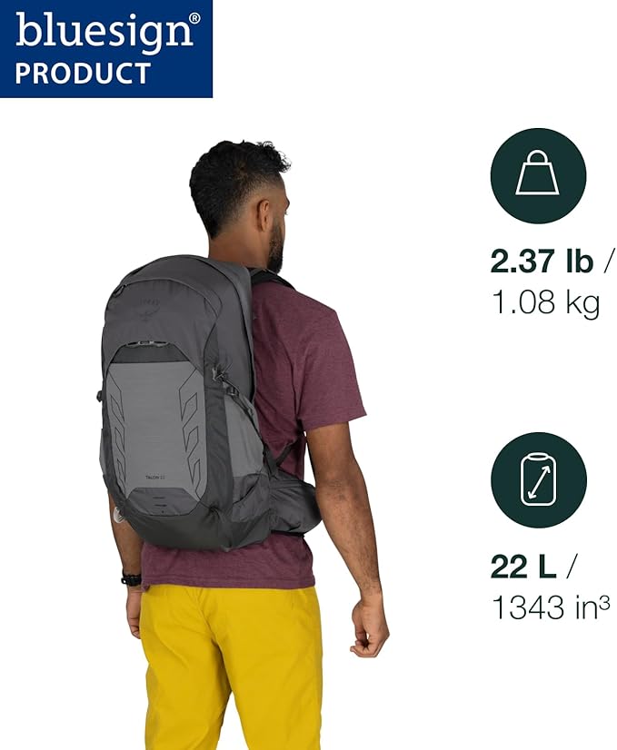 Osprey Talon 22L Men's Lightweight Hiking Backpack - Small Daypack for Travel & Camping, Green Canopy/Pine Leaf