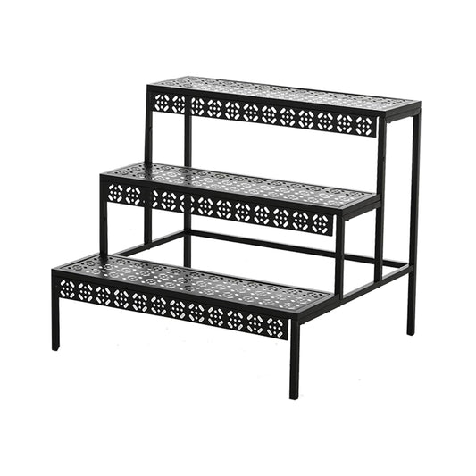 3 Tier Metal Plant Stand,Rectangle or Round Decorative Flower Step,Garden Shelf Flower Pot Holder Storage Organizer Rack for Indoor Outdoor Use